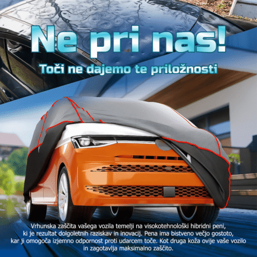 Promocijska ponudba za avtopokrivalo MAX 2 Premium Hybrid z napredno 7 mm večslojno zaščito pred točo, dežjem, snegom in UV žarki. Zanesljiva rešitev za zaščito vašega vozila v vseh vremenskih razmerah.