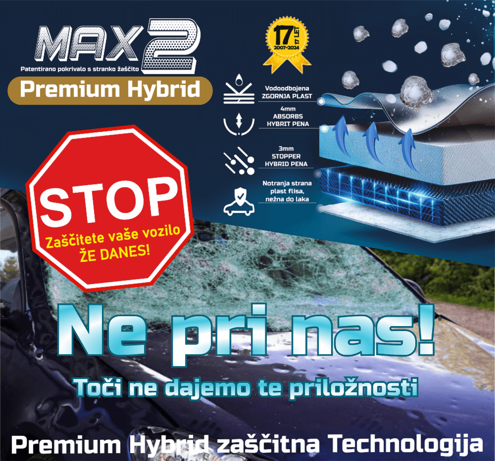 Promocija avtopokrivala MAX 2 Premium Hybrid – zaščita pred točo Avtopokrivalo MAX 2 Premium Hybrid – promocija zaščite pred točo